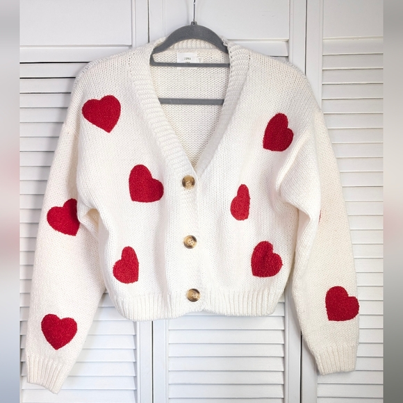 LUNA IVY 3D Heart White Cardigan Size S - Picture 3 of 13
